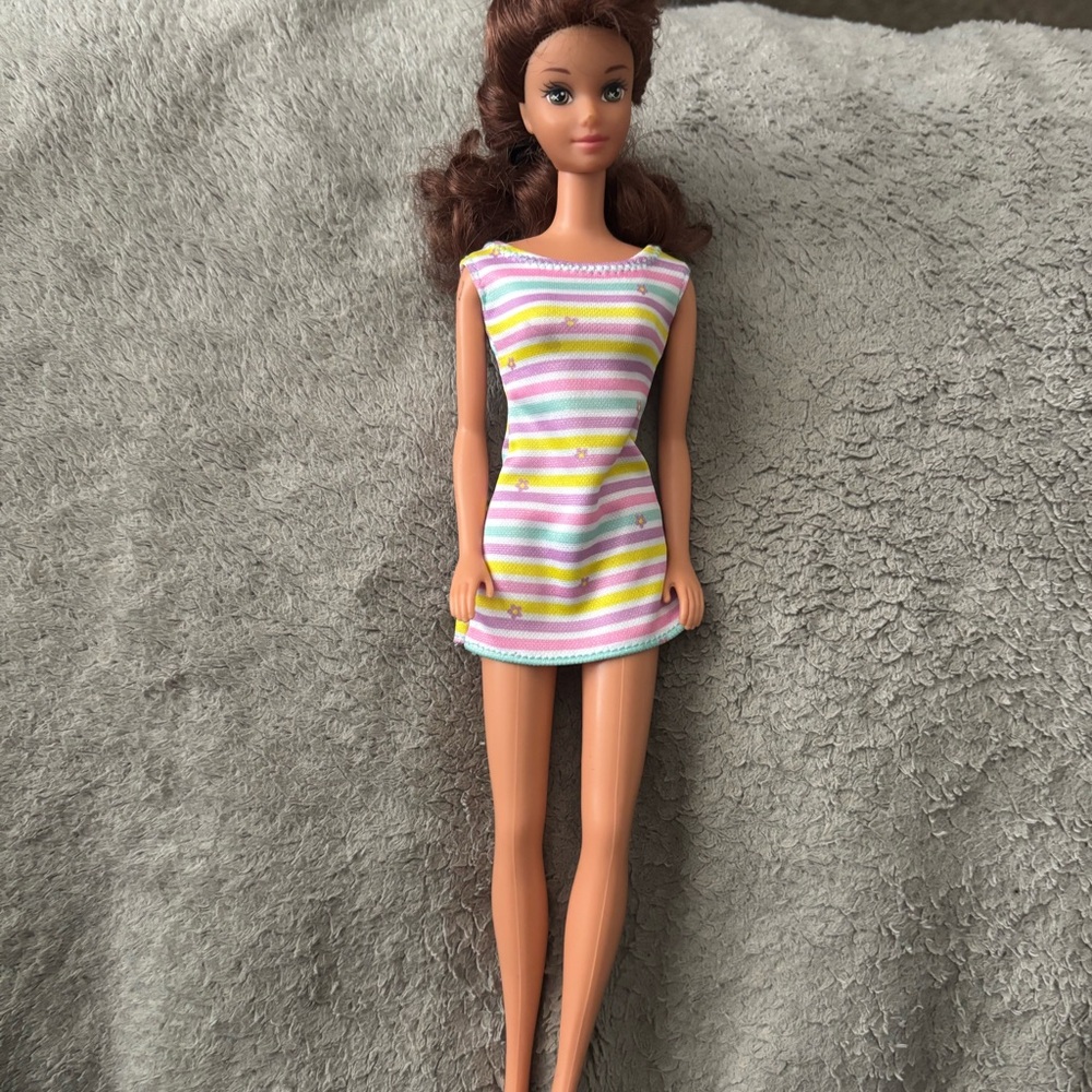 Barbie VINTAGE 1966 Striped Doll with Colorful Dress